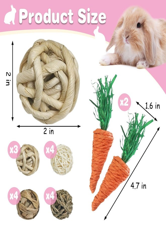 kathson 17 Pcs Natural Rabbit Chew Toys Guinea Pig Toys Small Animal Play Ball Bunny Activity Chinchilla Rolling Toy Gnawing Treats Grass Balls for Pet Rat Hamsters Gerbils Mice Cage Entertainment - Image 2